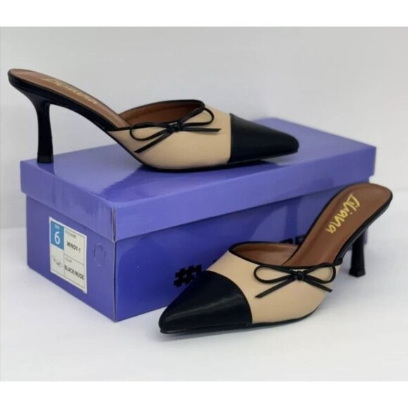 LILIANA / Mindi-1 / Beige & Black / Slingback / Pointed-Toe - Picture 9 of 10